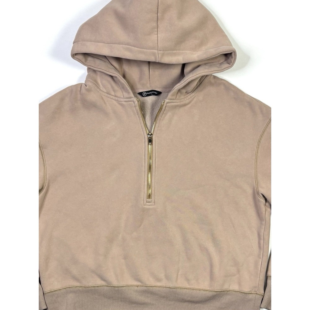 Pretty Garden Hoodie Women's Large Taupe Half Zip Fleece Sweatshirt Outdoor - Picture 8 of 10